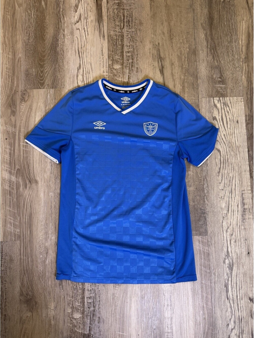 Umbro Soccer Shirt Jersey Youth XL (16/18) Blue Checkered Athletic Logo